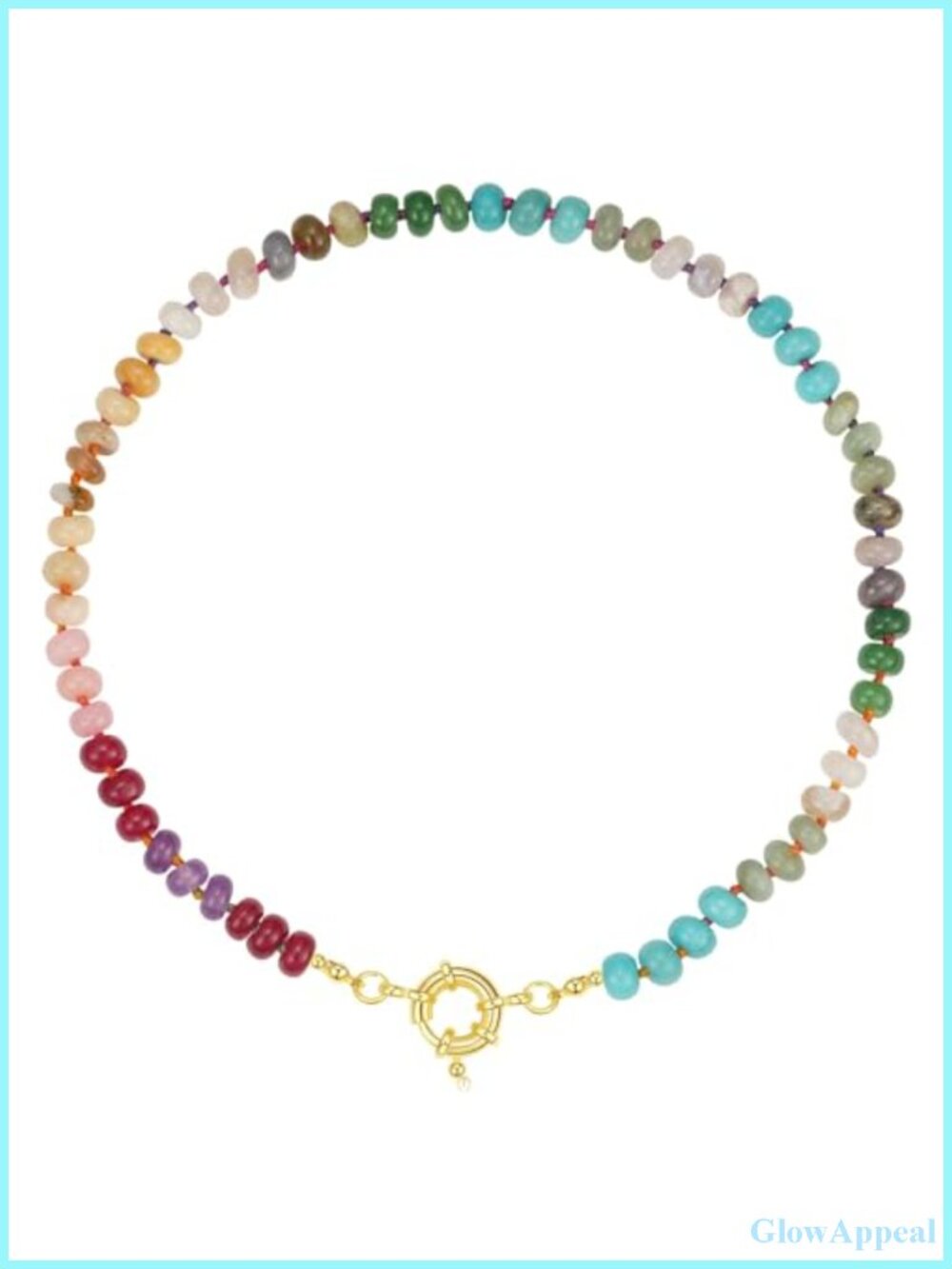 Handmade Gemstone Beaded Choker Necklace 14K Gold Plated Copper 17"